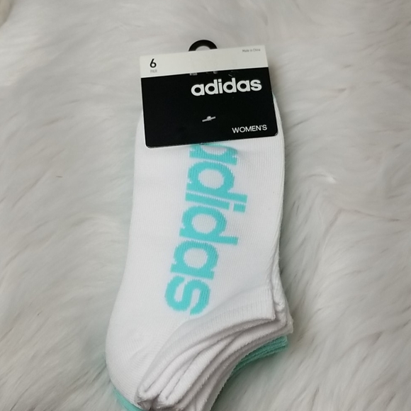 adidas Accessories - Adidas No Show Socks Teal White Size 5-10 6 pair